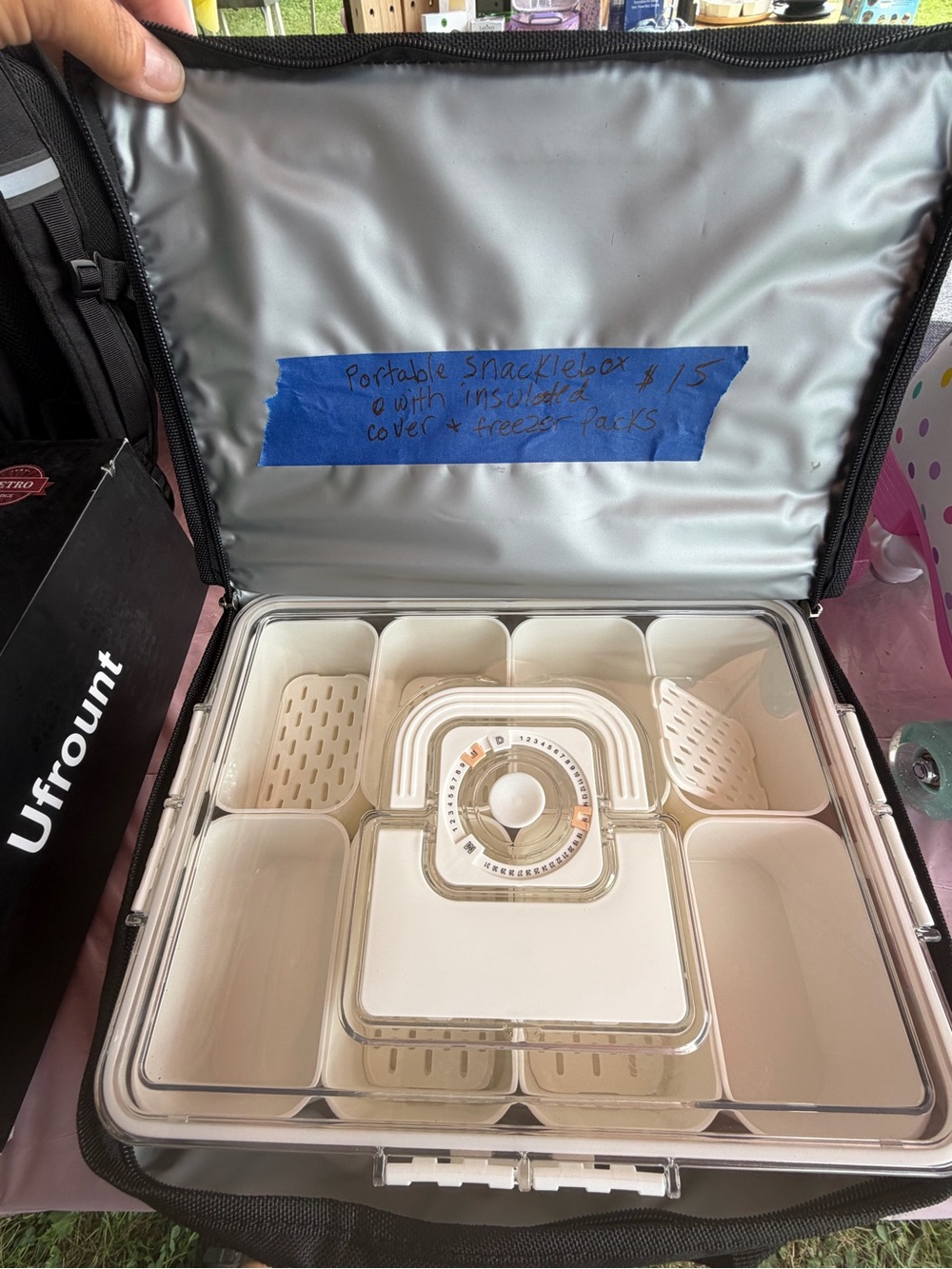 Insulated Portable Snack Box Organizer in Cream - Brand Unspecified